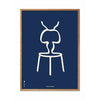  Ant Line Poster Frame Made Of Light Wood 30x40 Cm Blue Background