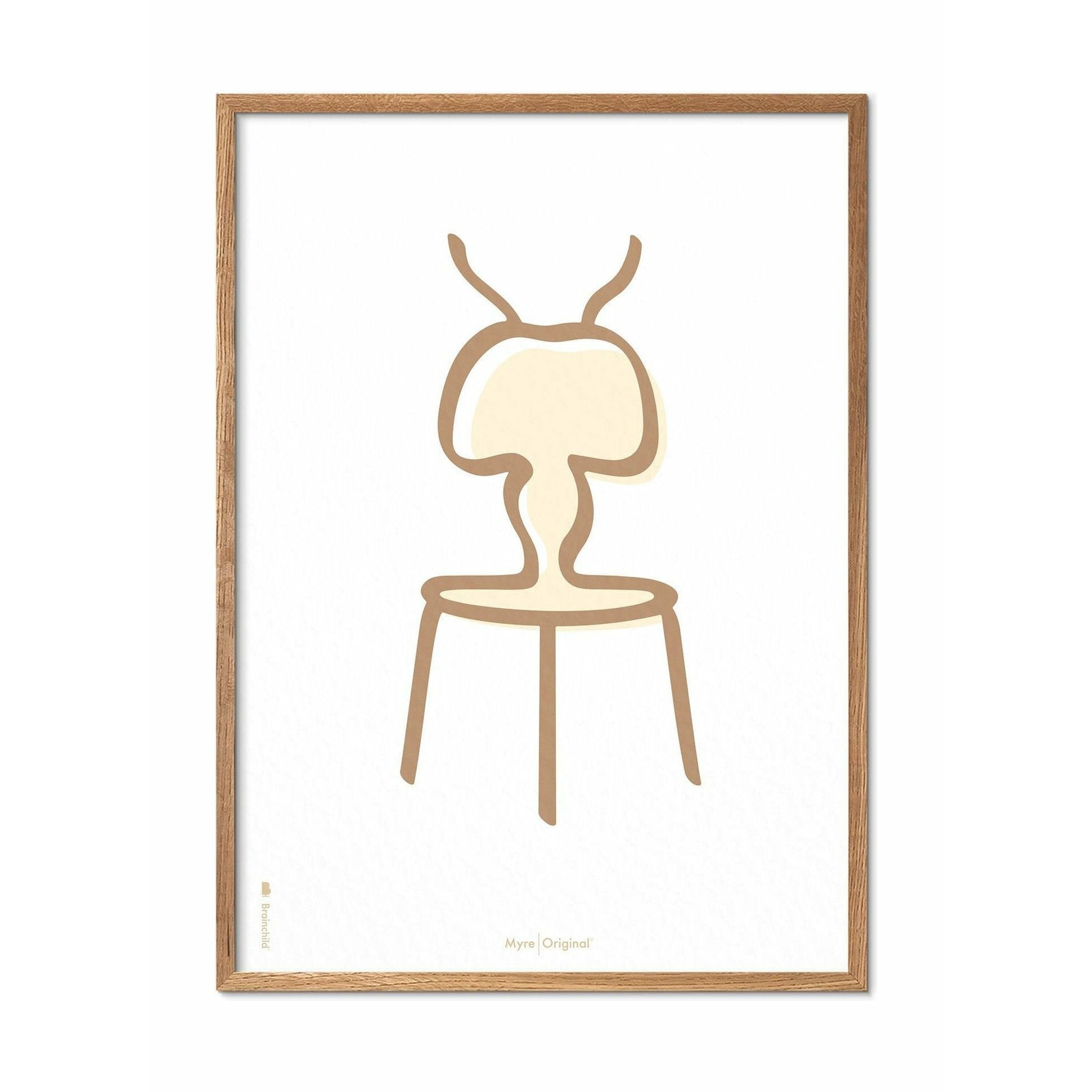 [product_category]-Brainchild Ant Line Poster, Frame Made Of Light Wood 50x70 Cm, White Background-Brainchild-SH-41003-A-BRA-1