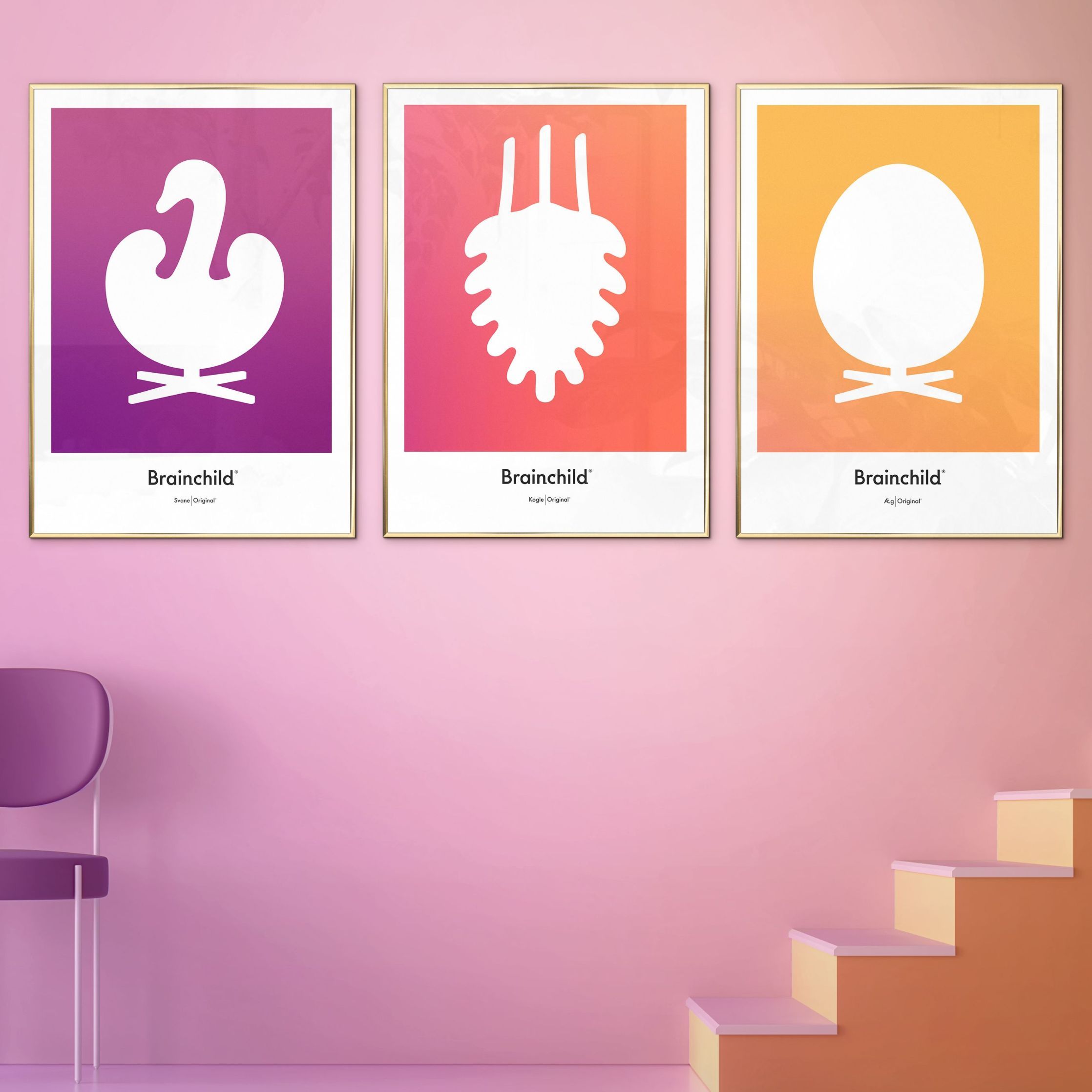 [product_category]-Brainchild Egg Design Icon Poster, Frame Made Of Light Wood 50x70 Cm, Yellow-Brainchild-IF-11003-A-BRA-7