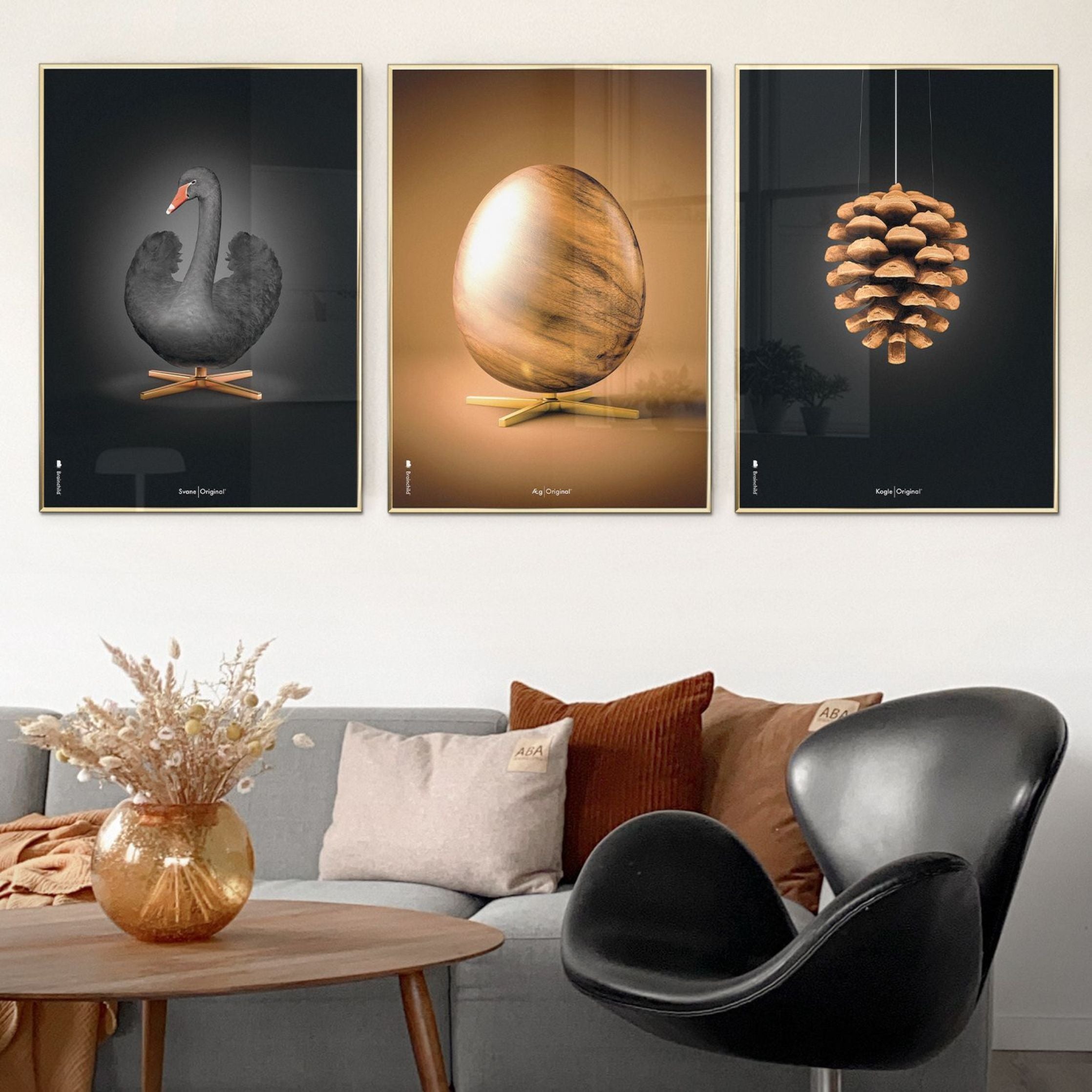 [product_category]-Brainchild Egg Figures Poster, Brass Coloured Frame 70 X100 Cm, Brown-Brainchild-11004-D-BRA-19