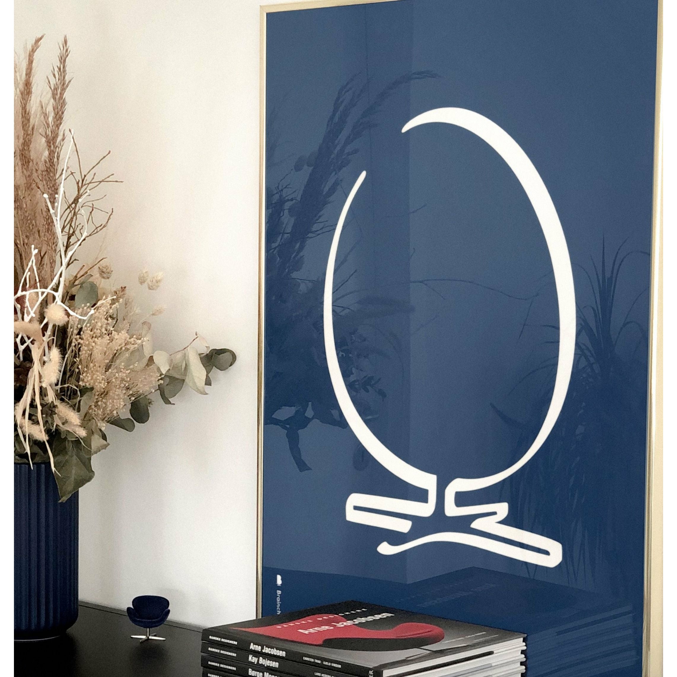 [product_category]-Brainchild Egg Line Poster, Frame In Black Lacquered Wood 70 X100 Cm, Blue Background-Brainchild-B-11004-C-BRA-4