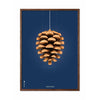  Pine Cone Classic Poster Dark Wood Frame A5 Dark Blue Background