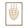  Pine Cone Line Poster Dark Wood Frame A5 White Background