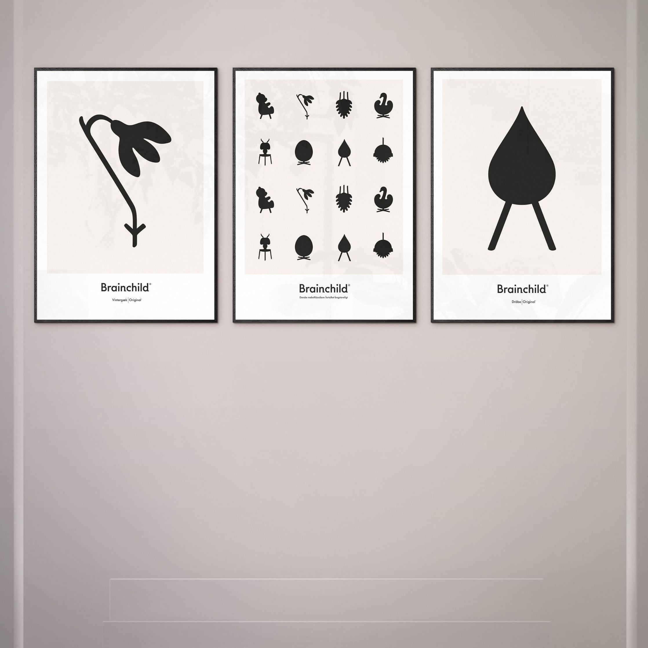 [product_category]-Brainchild Snowdrop Design Icon Poster, Frame Made Of Black Lacquered Wood 70 X100 Cm, Grey-Brainchild-IG-61004-C-BRA-5