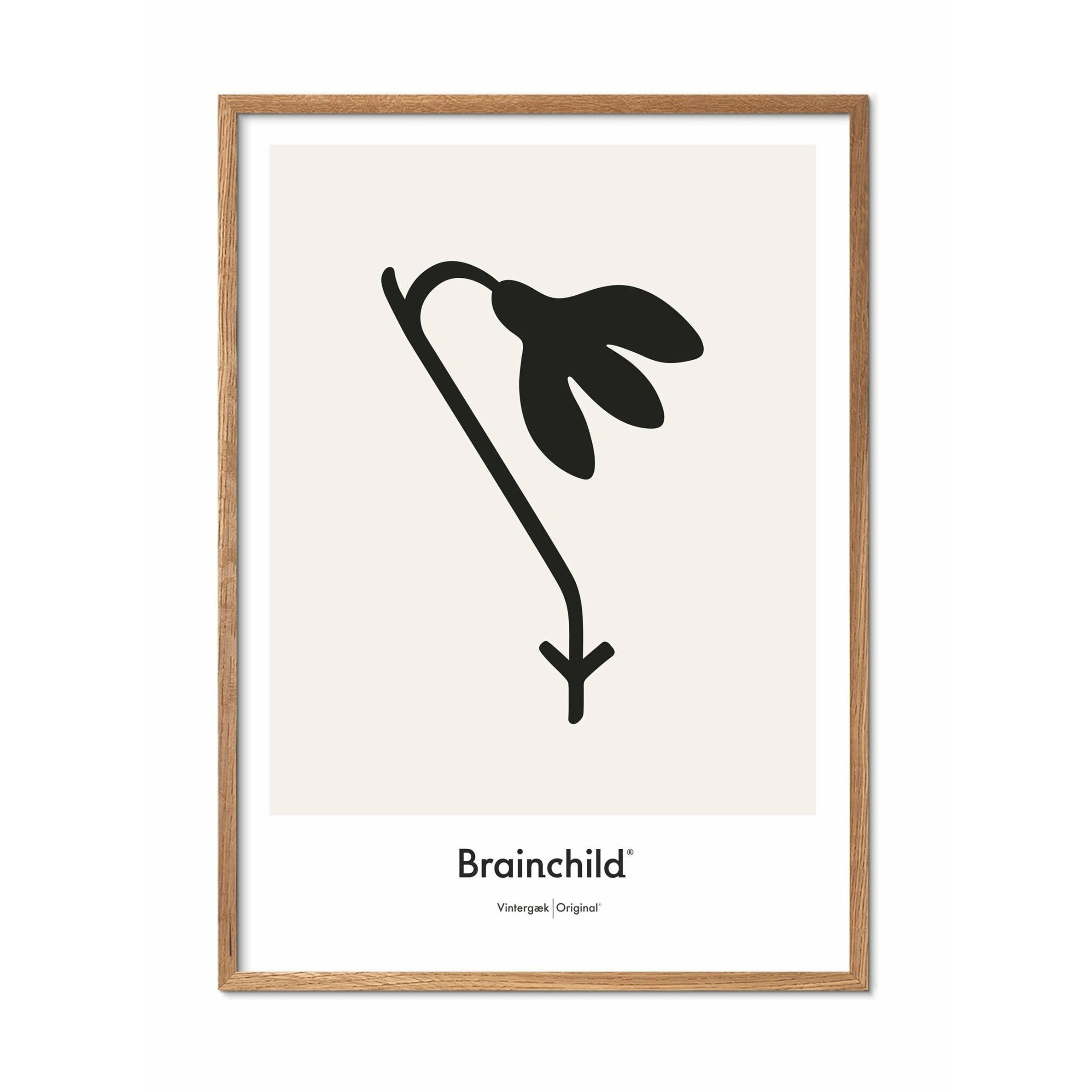 [product_category]-Brainchild Snowdrop Design Icon Poster, Frame Made Of Light Wood 50x70 Cm, Grey-Brainchild-IG-61003-A-BRA-1