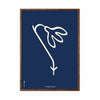  Snowdrop Line Poster Frame Made Of Dark Wood 30x40 Cm Blue Background