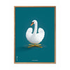  Swan Classic Poster Light Wood Frame 50 X70 Cm Petroleum Blue Background