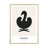  Swan Design Icon Poster Brass Frame A5 Grey