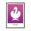  Swan Design Icon Poster Frame Made Of Black Lacquered Wood 70 X100 Cm Purple