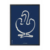  Swan Line Poster Frame In Black Lacquered Wood 70x100 Cm Blue Background