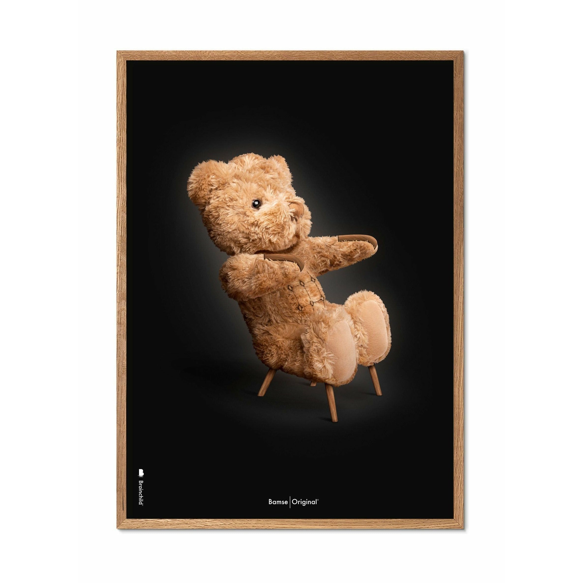 [product_category]-Brainchild Teddy Bear Classic Poster, Frame Made Of Light Wood A5, Black Background-Brainchild-73001-A-BRA-1