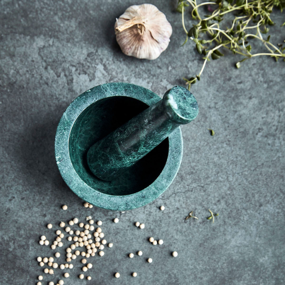 House Doctor Mortar w. pestle, HDArb, Dark Green