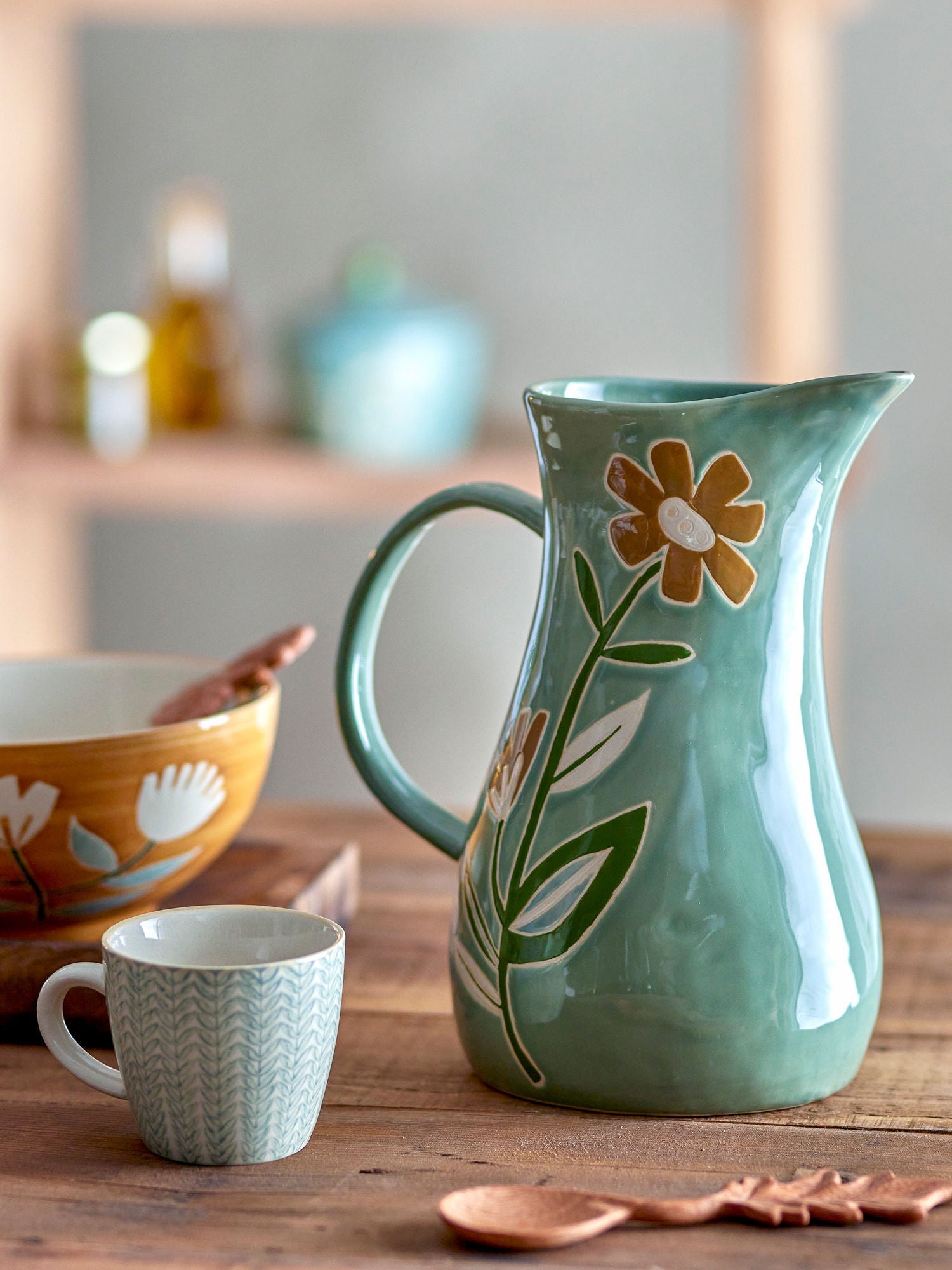 Creative Collection Tangier Jug, Green, Stoneware