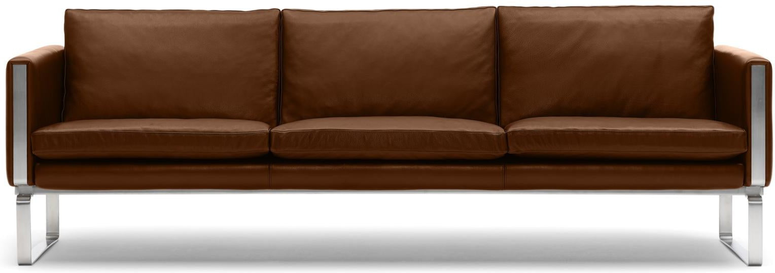 Carl Hansen Ch103 Sofa, Steel/Brown Leather