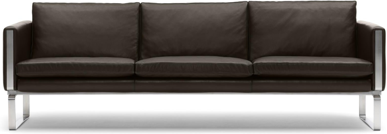 Carl Hansen Ch103 Sofa, Steel/Dark Brown Leather