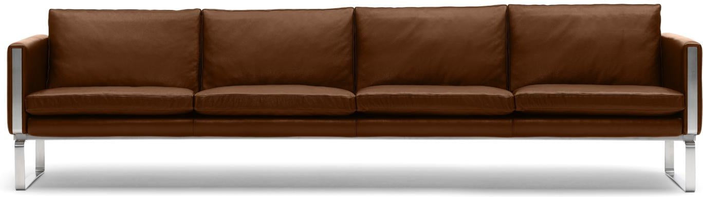 Carl Hansen Ch104 Sofa, Steel/Brown Leather