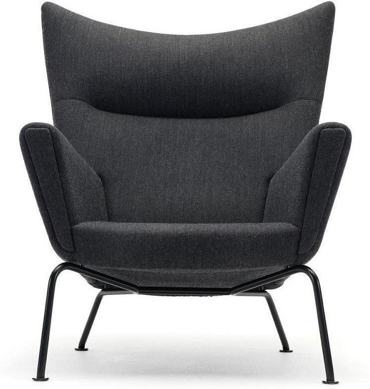 Křídlá židle Carl Hansen CH445, ocel/tmavě šedá látka