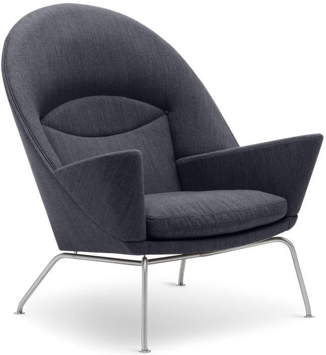 Carl Hansen Ch468 Oculus Chair, Stainless Steel/Dark Gray Fabric