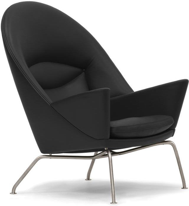 Carl Hansen CH468 Oculus Chair, Steel/Black Leather