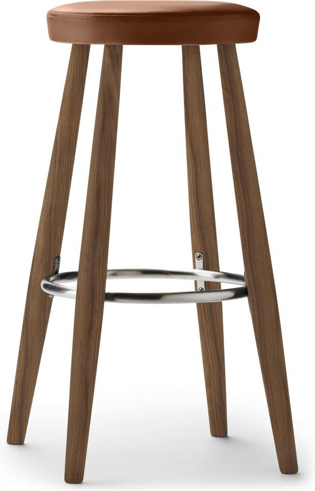 Carl Hansen Ch56 Bar Stool, Oiled Walnut/Brown Leather