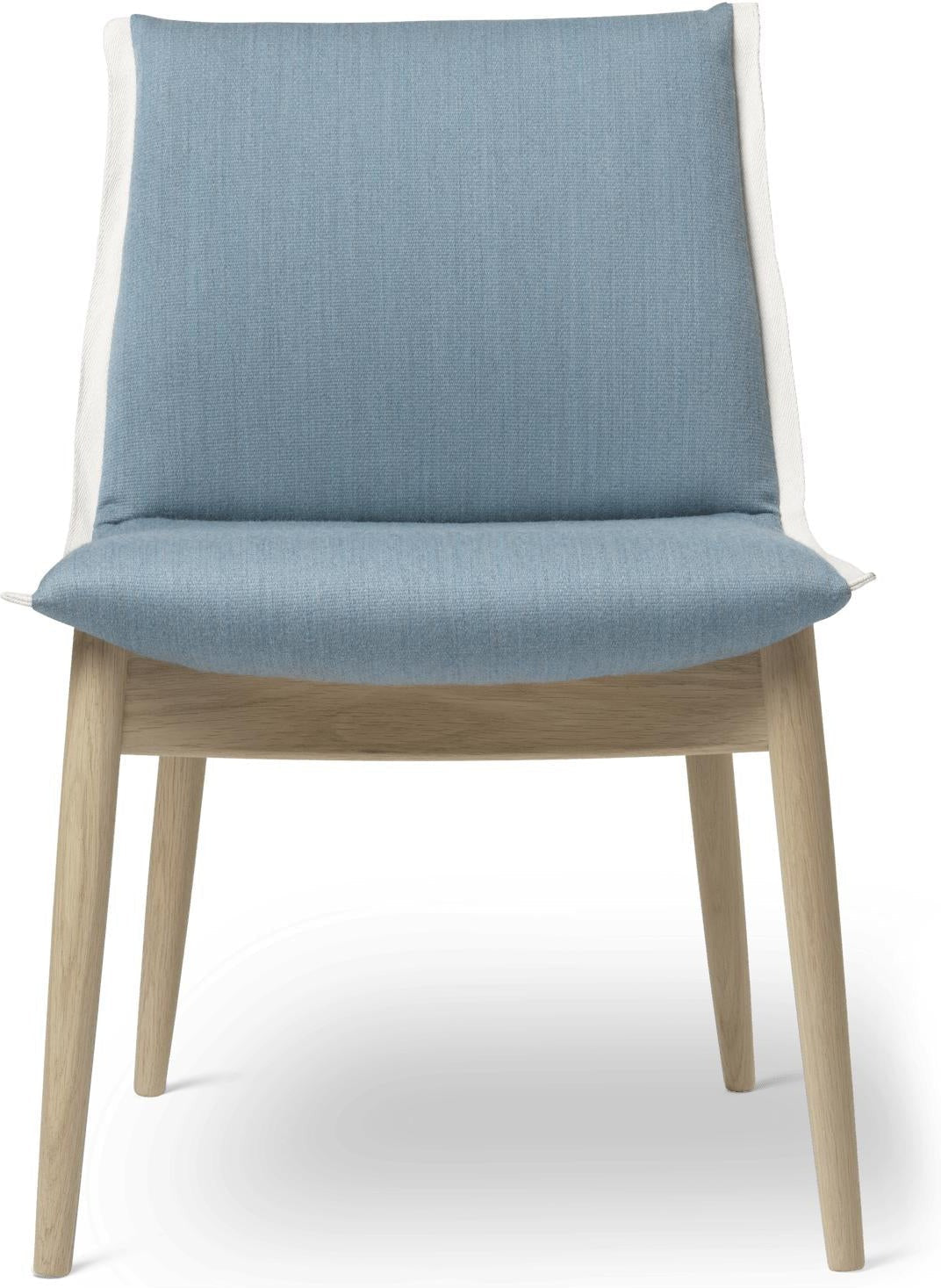 Carl Hansen E004 Embrace Chair, White Oiled Oak, Light Blue Fabric