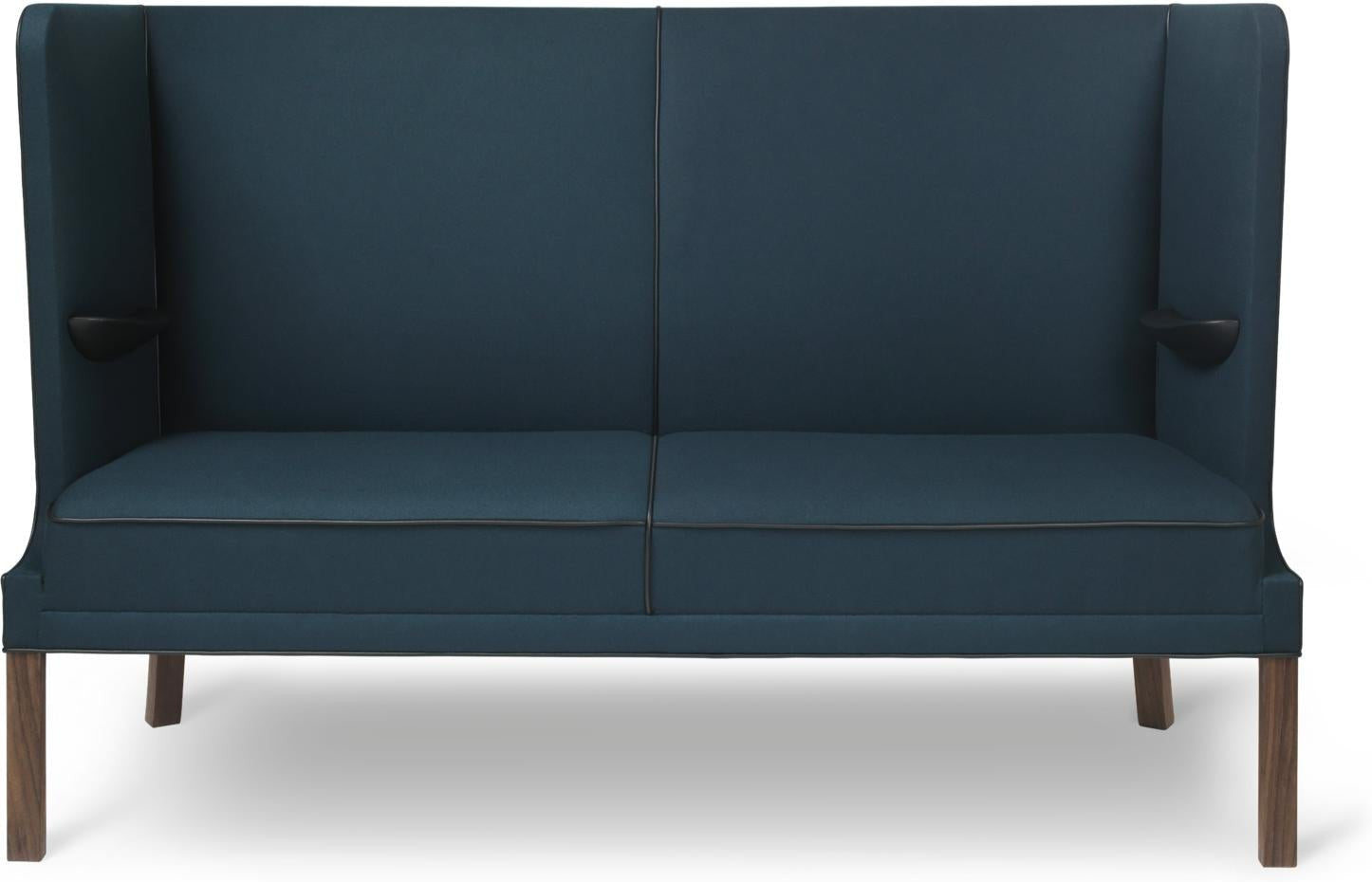 Carl Hansen FH436 COUPÉ SOFA, Ourovanou ořech/modrá tkanina