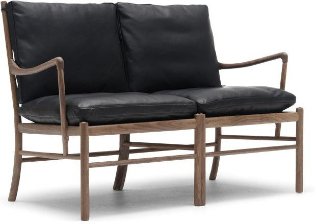 Carl Hansen Ow149 2 Colonial Sofa, Oiled Walnut/Black Leather