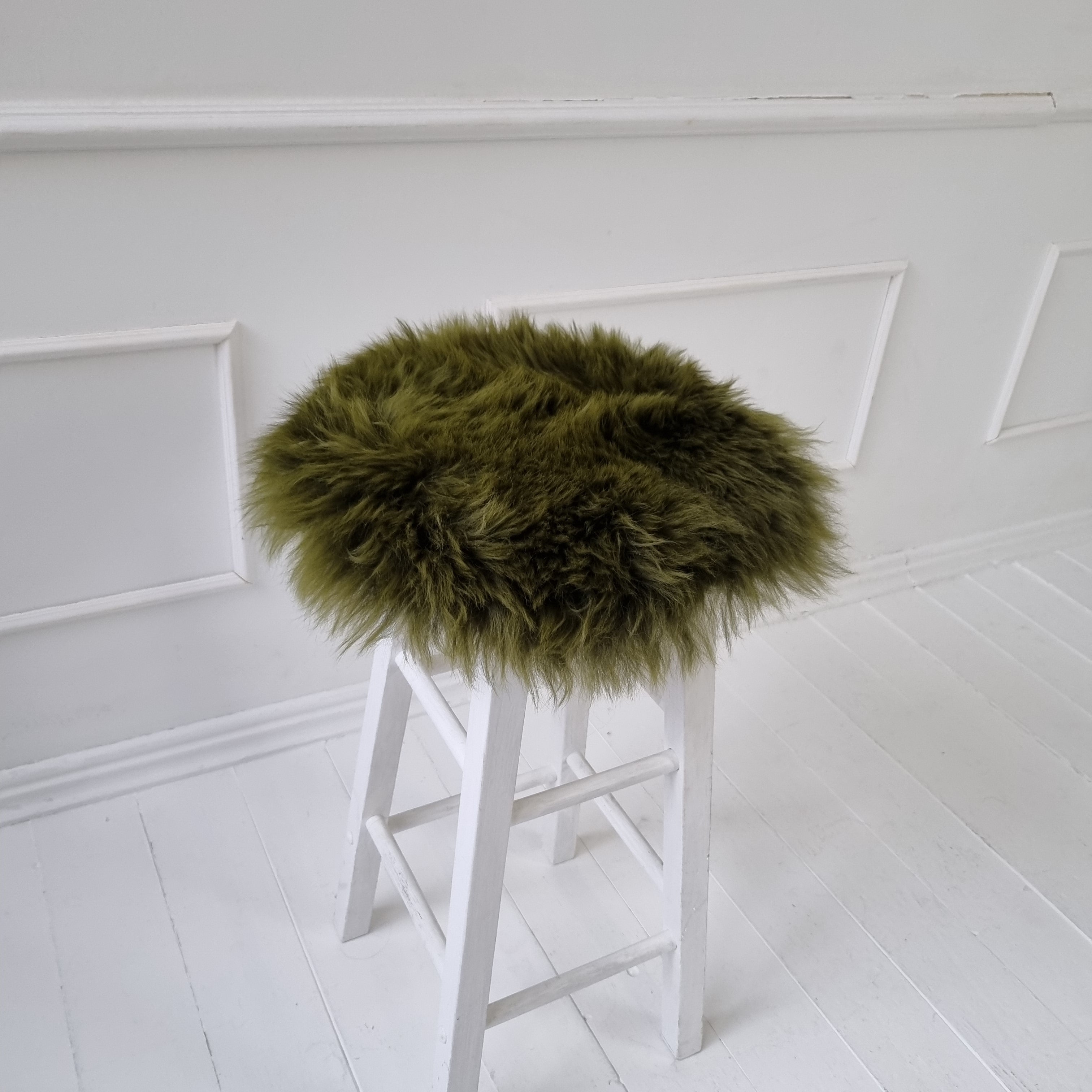 Green genuine sheepskin chair pad | Round