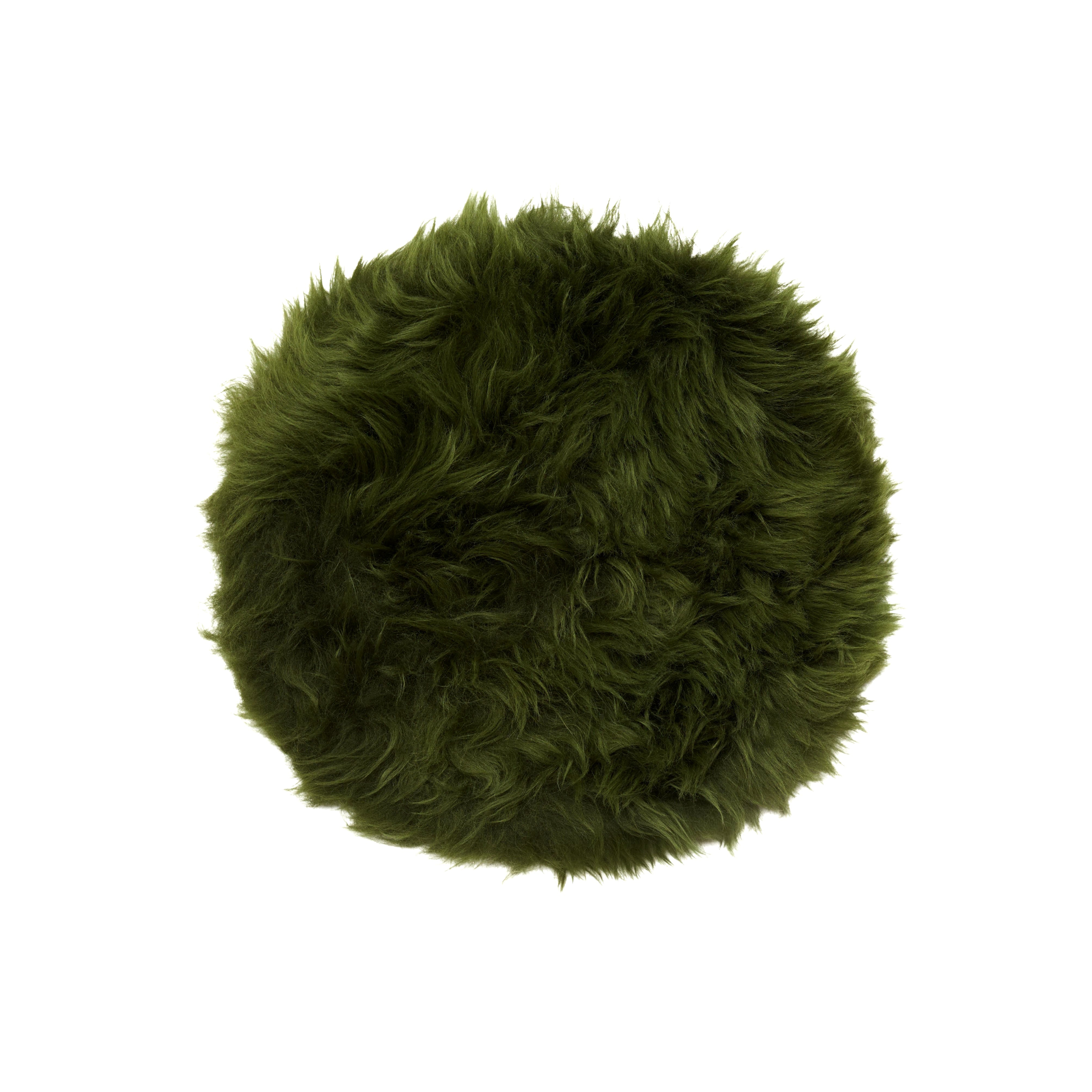 Green genuine sheepskin chair pad | Round