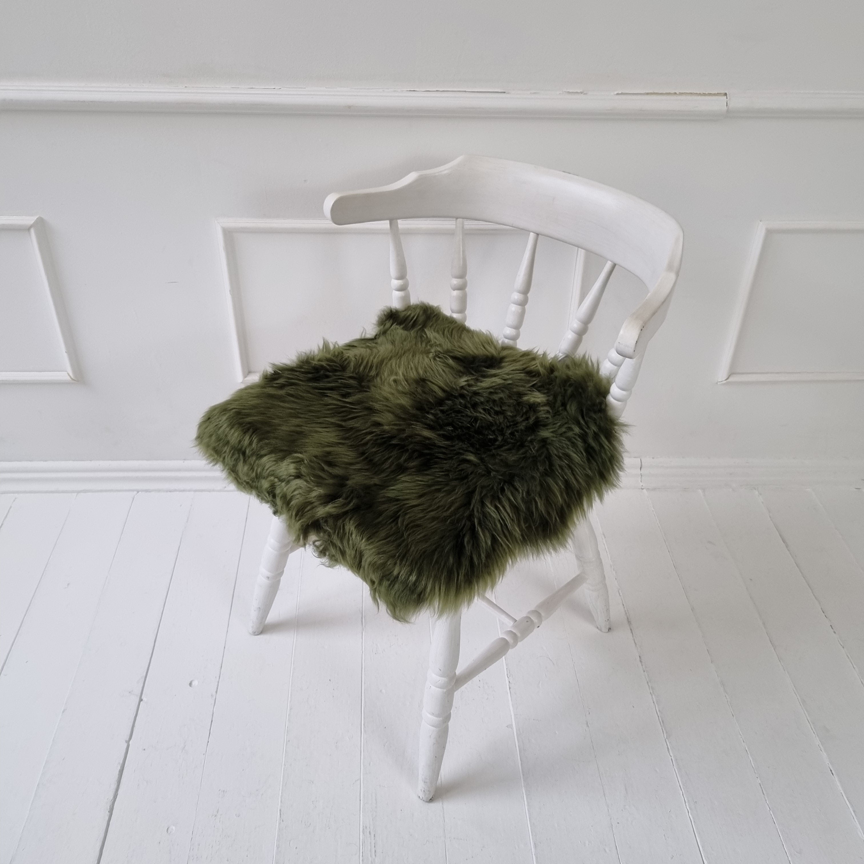 Green genuine sheepskin chair pad | Square