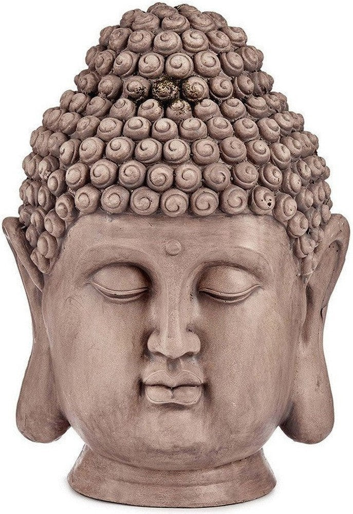 Dekorativní zahradní postava Buddha hlava šedá polyresin (31,5 x 50,5 x 35