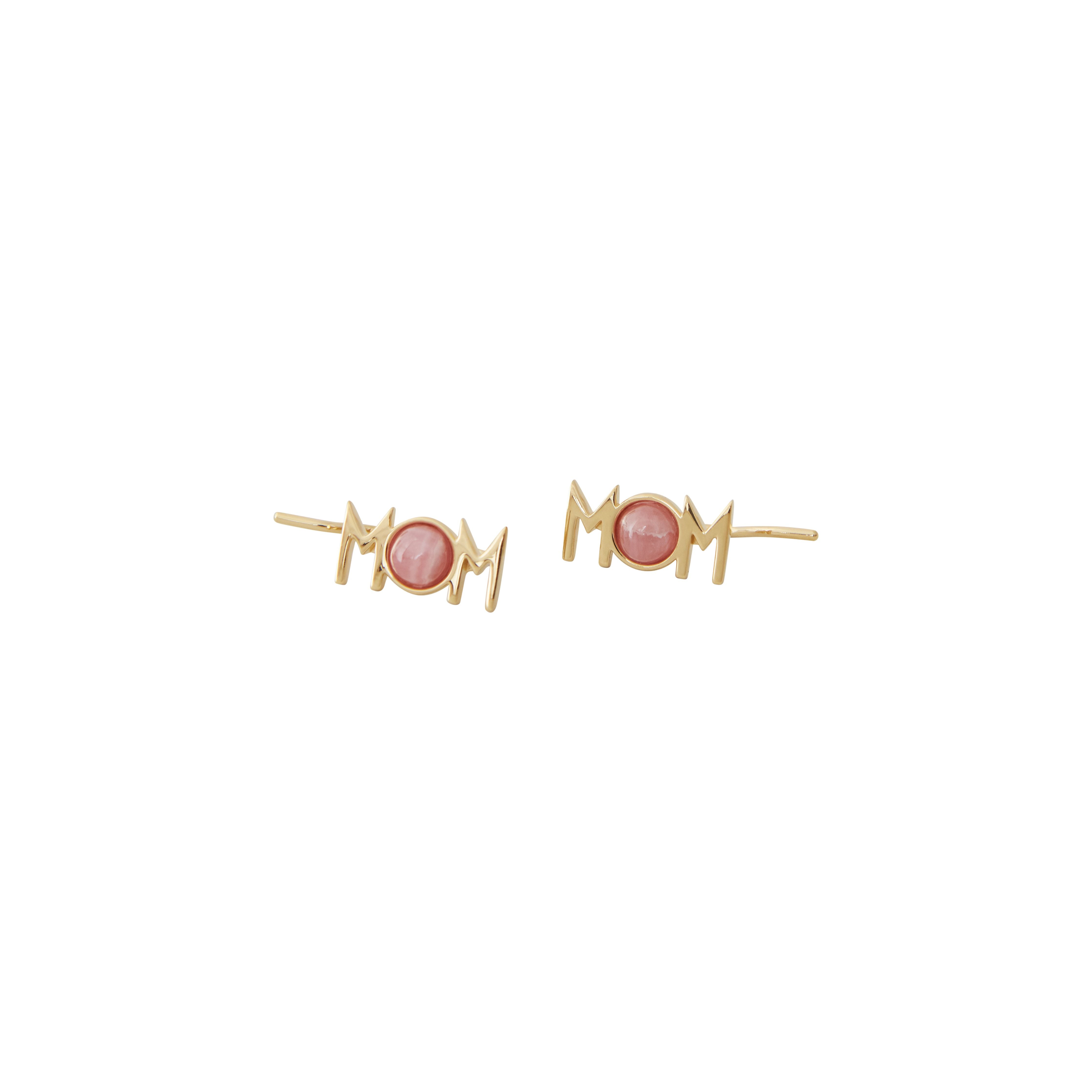 [product_category]-Design Letters Great Mom Earrings Set Of 2 18k Gold Plated, Red Chrosite-Design Letters-5710498190460-90401006RHCHROSITE-DES-1