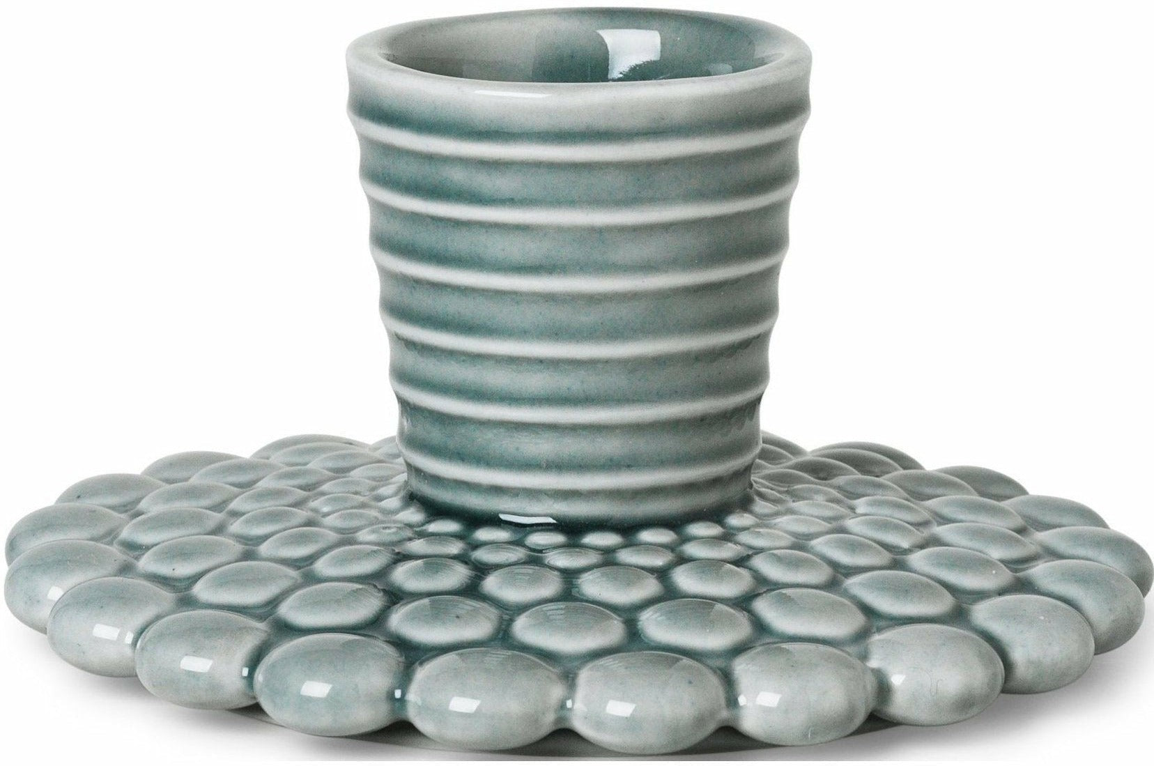 Dottir Pipanella Bubble Lines Candle Holder Blue/Grey, 8,5cm