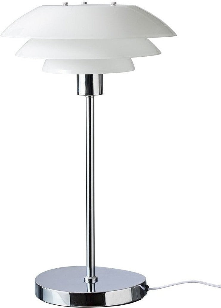 Dyberg Larsen DL31 stolní lampa W. Chrome Base, opálové sklo