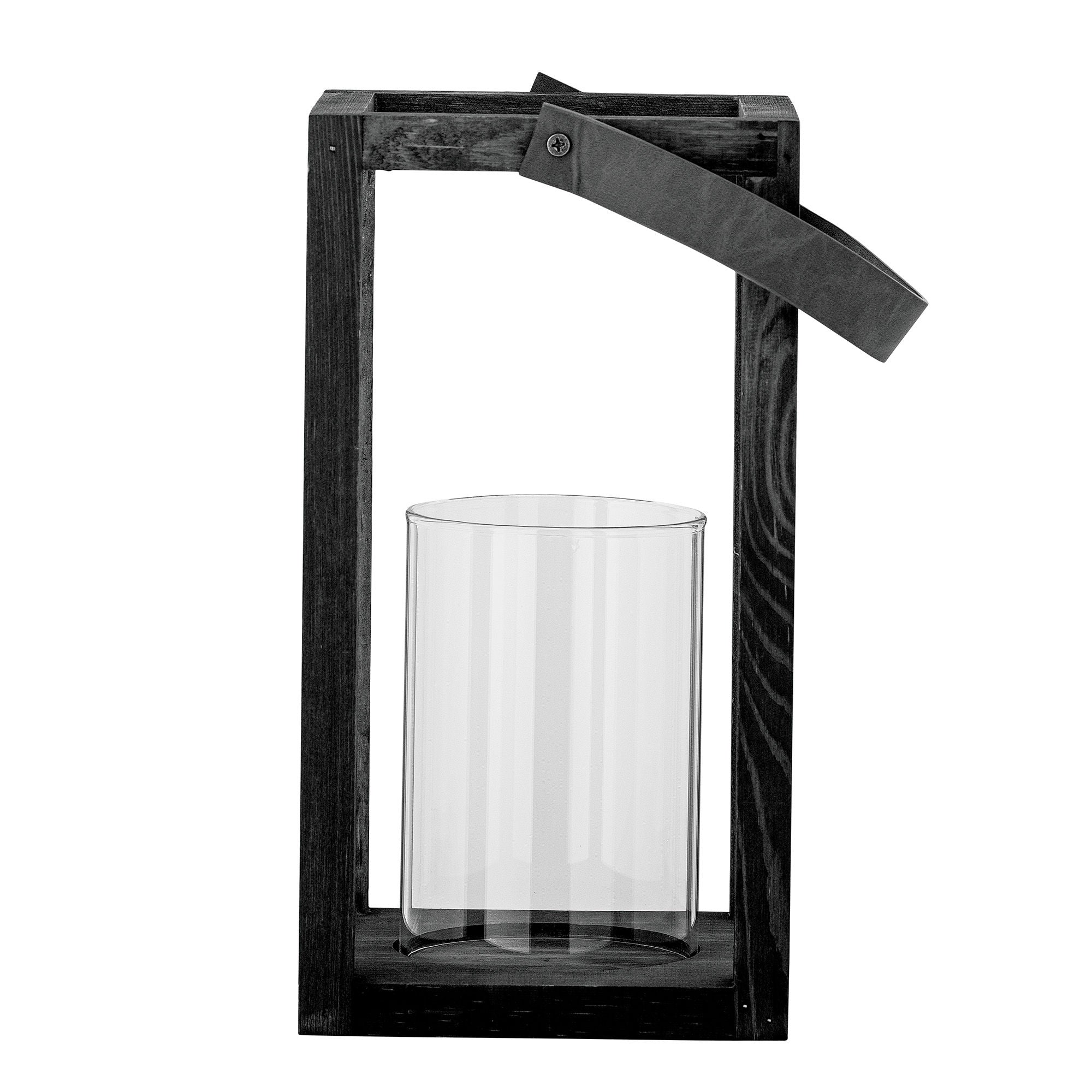 Bloomingville Lyra Lantern w/Glass, Black, Pine