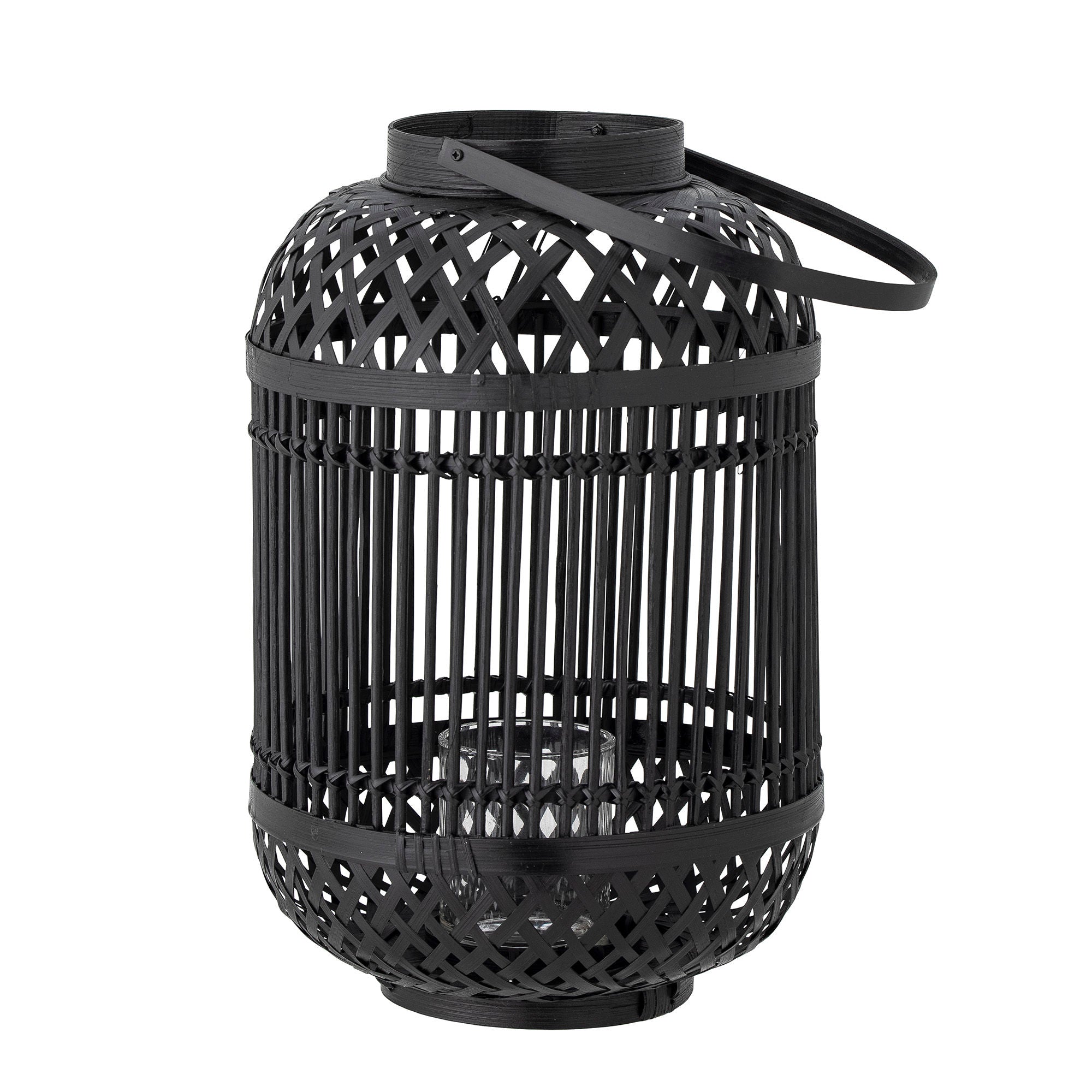 Bloomingville Tilla Lantern W/Glass, Black, Bamboo