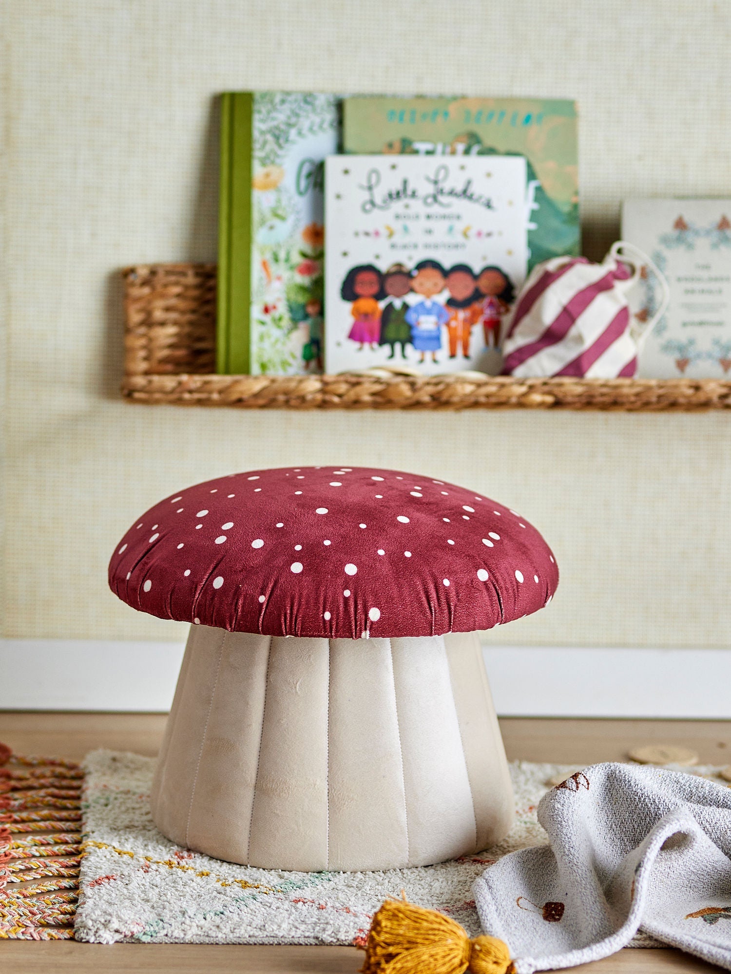 Bloomingville Mini Lue Pouf, červená, polyester