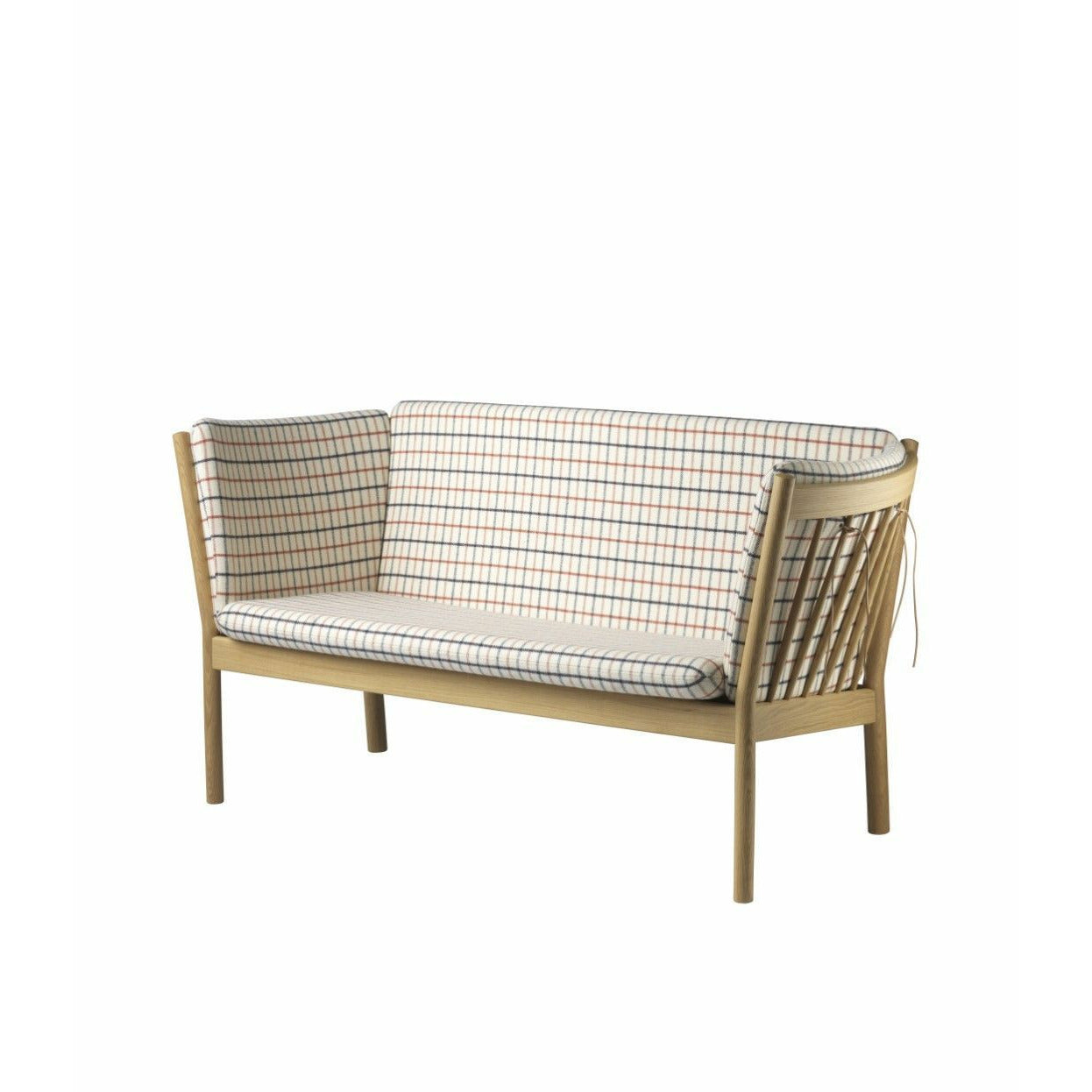 Fdb Møbler J148 Two Seater Sofa, Natural/Red Checkered