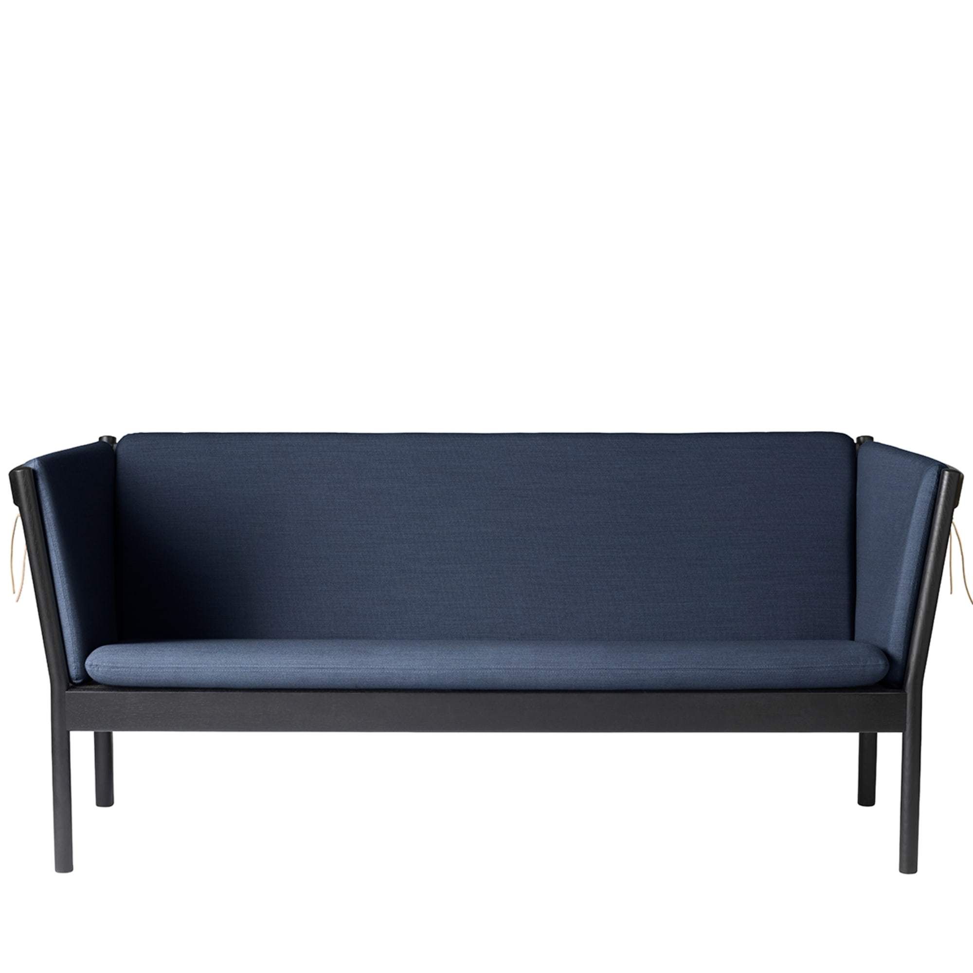 Fdb Møbler J149 3 Person Sofa, Black Oak, Dark Blue Fabric