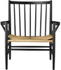 FDB Møbler J82 Lounge Chair, Black Beech, Natural Wicker