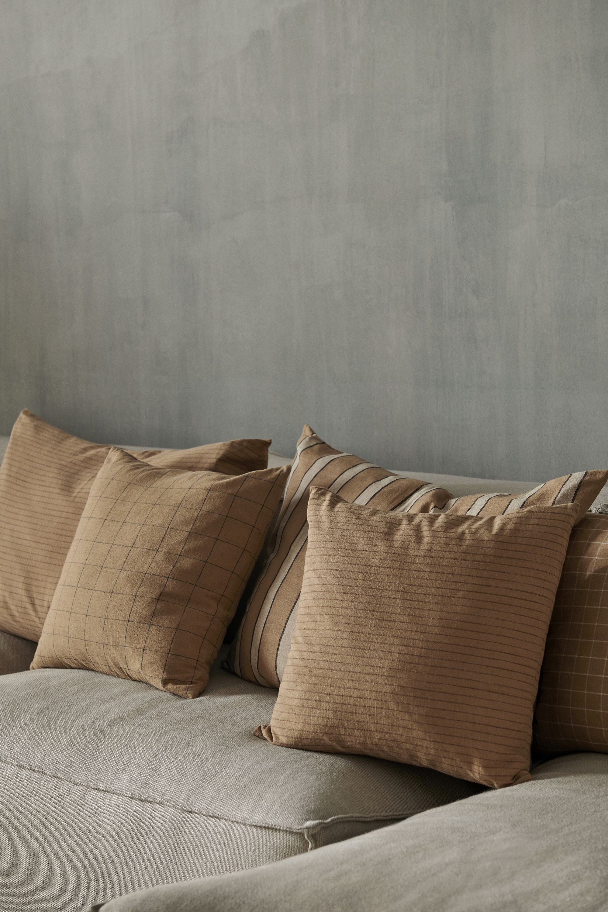 Ferm Living Brown Cotton Cushion, mřížka