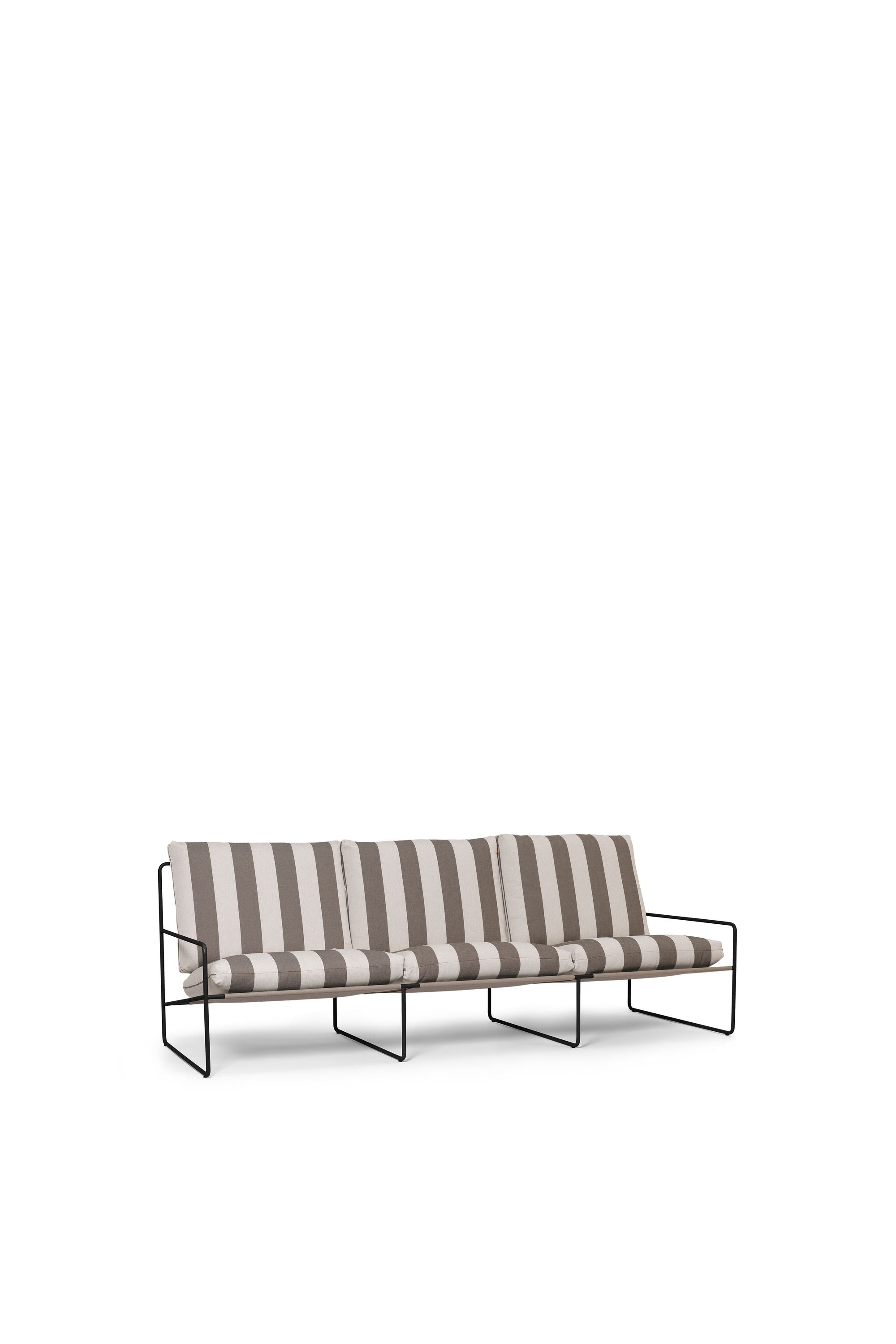 Ferm Living Desert 3 Seater Stripe, černá/čokoláda