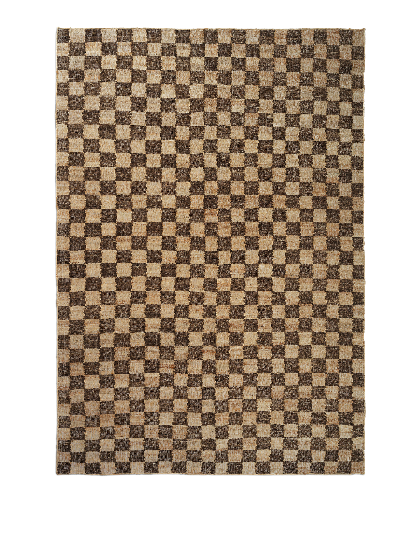 Ferm Living Check Wool Jute Rug 200 x 300 káva/přírodní