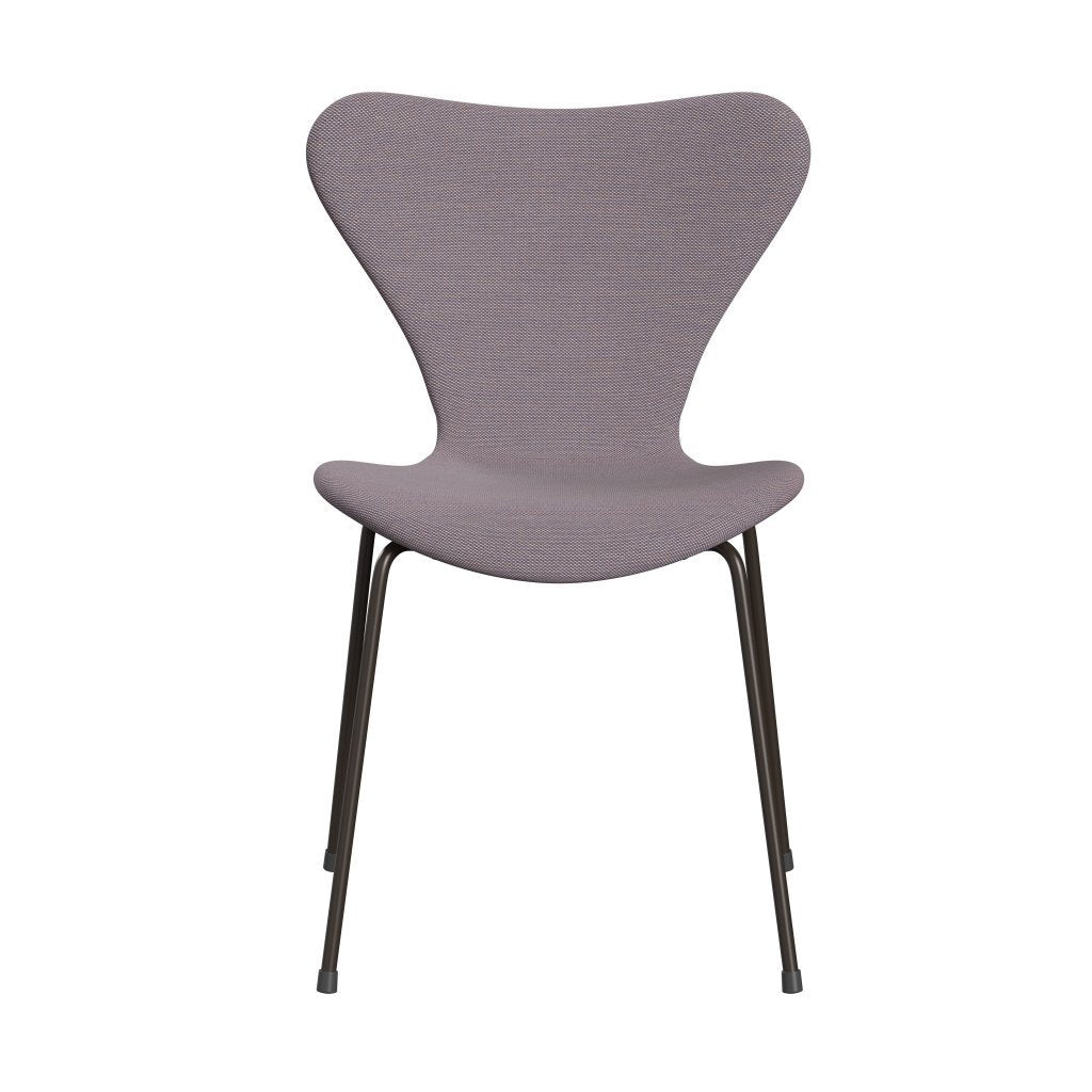 Fritz Hansen 3107 Židle plné čalounění, hnědý bronz/Steelcut Trio White/Violet