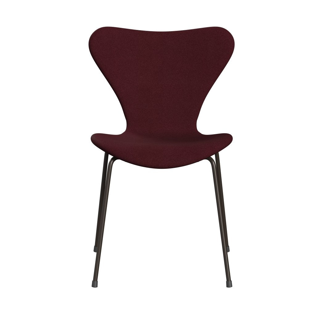 Fritz Hansen 3107 Chair Full Upholstery, Brown Bronze/Tonus Wine Red