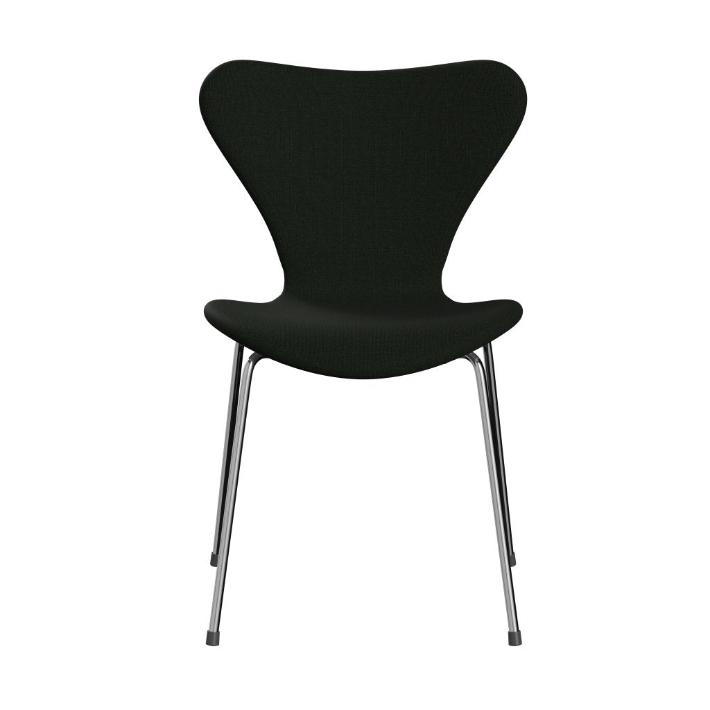 Fritz Hansen 3107 Chair Full Upholstery, Chrome/Canvas Dark Green