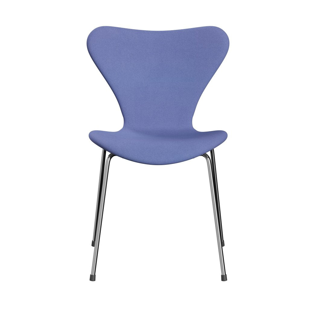 Fritz Hansen 3107 Chair Full Upholstery, Chrome/Divina Pastel Blue