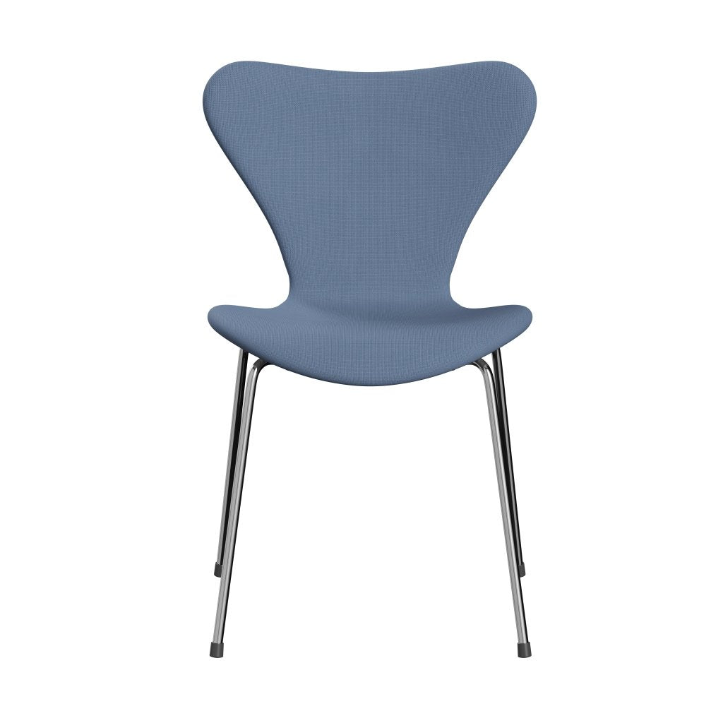 Fritz Hansen 3107 Chair Full Upholstery, Chrome/Fame Grey Blue