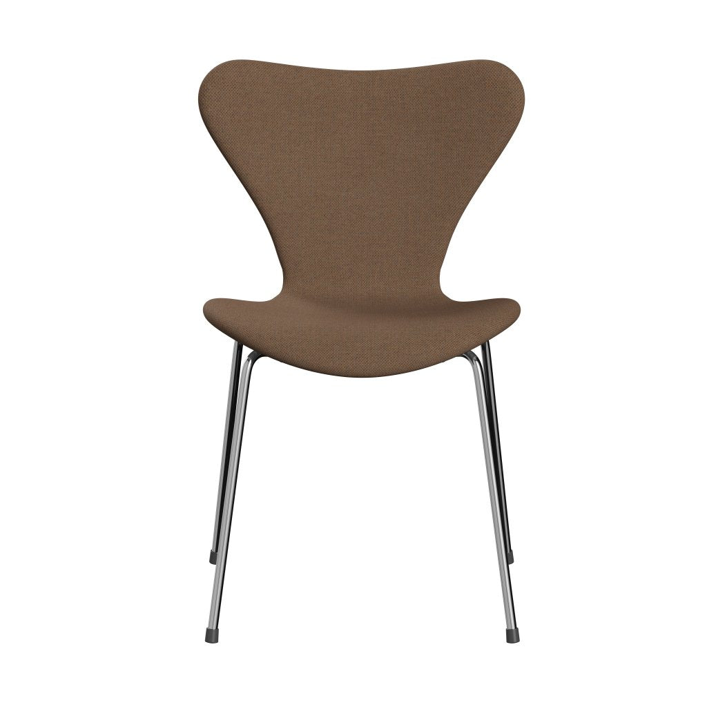 Fritz Hansen 3107 Židle plné čalounění, Chrome/Re Wool Brown/Natural