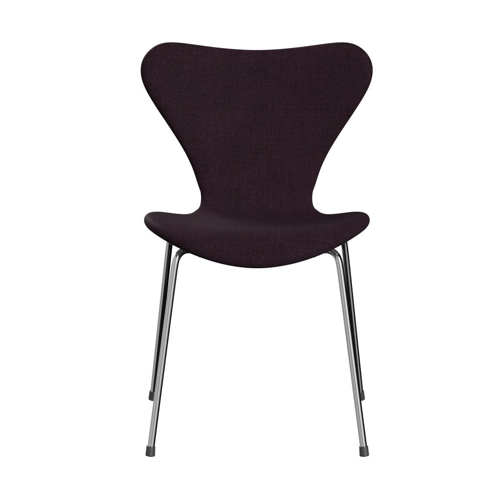 Fritz Hansen 3107 Chair Full Upholstery, Chrome/Remix Aubergine (Rem692)